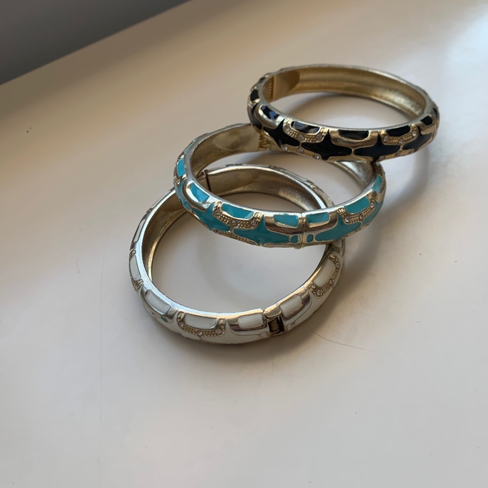 White black and turquoise bracelets